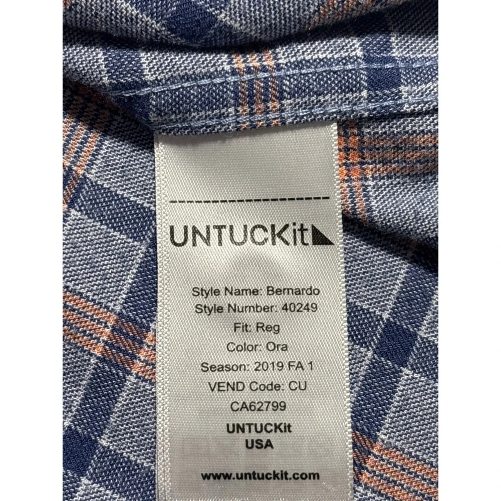 UNTUCKit Bernardo Plaid Long Sleeve Button Down Shirt Men Size XL Casual Western